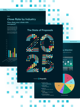 Preview of three pages from the PDF version of the 2025 State of Proposals report.